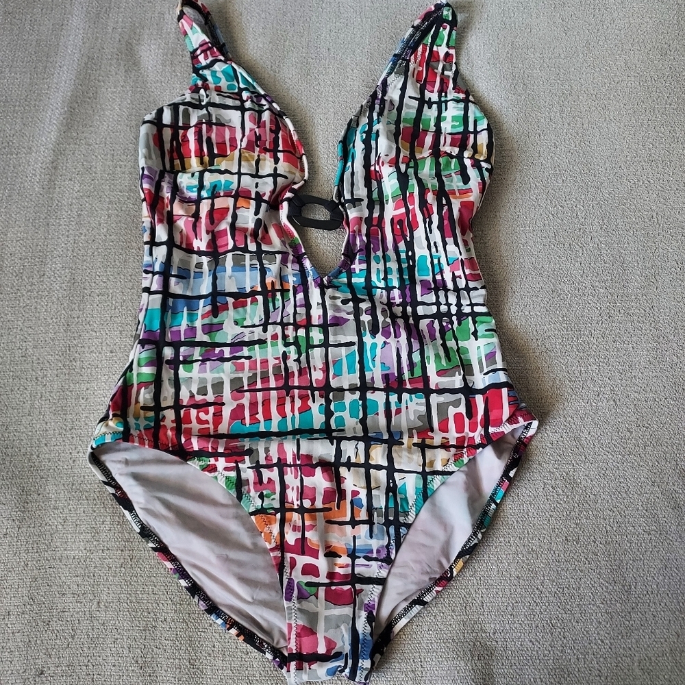 Gideon Oberson Vintage One Piece Print Swimsuit Sz-12